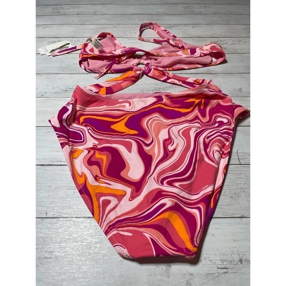 Jessica Simpson women’s FEMME MULTI Good Vibrations O-Ring One-Piece Swimsuit M - Picture 6 of 7